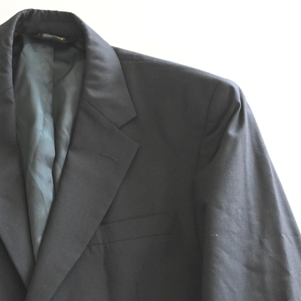 Jos A Bank 41R 42R Navy Blue Gold Button 100% Wool Blazer Suit Jacket Sport Coat